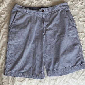 IZOD, blue and white striped shorts